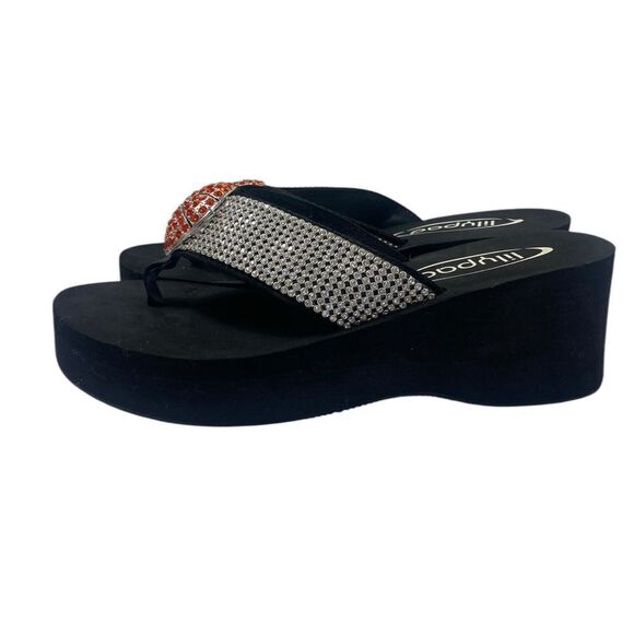 Lilypas Black and Silver Women's Sandals with crystal rhinestones Basket… - Picture 3 of 7